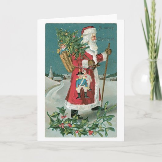 Cartes Pour Fêtes Annuelles Noël à l'ancienne, Père Noël (Devant)