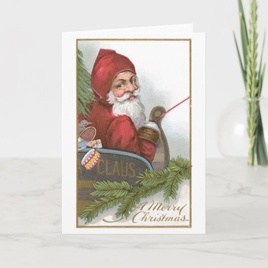 Cartes Pour Fêtes Annuelles Noël à l'ancienne, Père Noël (Devant)