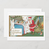 Cartes Pour Fêtes Annuelles Noël à l'ancienne, Père Noël (Devant / Derrière)