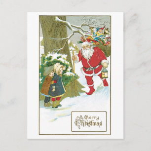 Cartes Pour Fêtes Annuelles Noël à l'ancienne, Père Noël avec enfants
