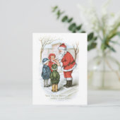 Cartes Pour Fêtes Annuelles Noël à l'ancienne, Père Noël avec enfants (Debout devant)