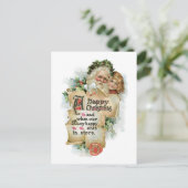 Cartes Pour Fêtes Annuelles Noël à l'ancienne, Père Noël avec fille (Debout devant)