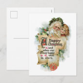 Cartes Pour Fêtes Annuelles Noël à l'ancienne, Père Noël avec fille (Devant / Derrière)