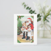 Cartes Pour Fêtes Annuelles Noël à l'ancienne, Père Noël avec filles (Debout devant)