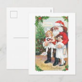 Cartes Pour Fêtes Annuelles Noël à l'ancienne, Père Noël avec filles (Devant / Derrière)