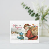 Cartes Pour Fêtes Annuelles Noël à l'ancienne, Père Noël avec garçon (Debout devant)