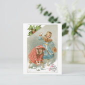 Cartes Pour Fêtes Annuelles Noël à l'ancienne, Snowball fight (Debout devant)