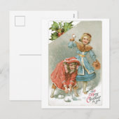 Cartes Pour Fêtes Annuelles Noël à l'ancienne, Snowball fight (Devant / Derrière)