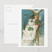 Cartes Pour Fêtes Annuelles Noël à l'ancienne, Snowman (Devant / Derrière)