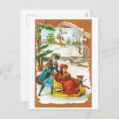 Cartes Pour Fêtes Annuelles Noël à l'ancienne, traîneau (Devant / Derrière)