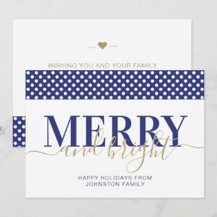 Cartes Pour Fêtes Annuelles Noël à motif à pois bleu marine