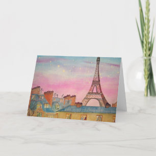 Cartes Pour Fêtes Annuelles Noël à Paris Aquarelle