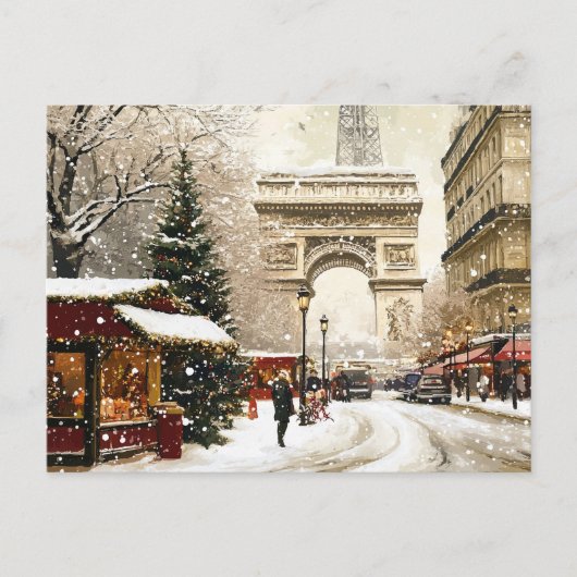 Cartes Pour Fêtes Annuelles Noël à Paris : Arc de Triomphe, scène d'hiver (Devant)