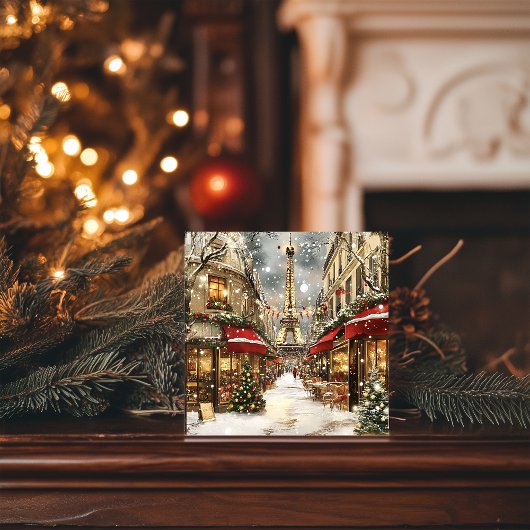 Cartes Pour Fêtes Annuelles Noël à Paris : Charme de vacances sur Eiffel Avenu