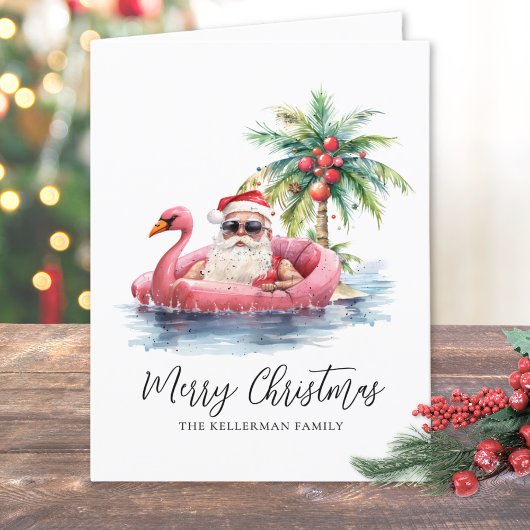 Cartes Pour Fêtes Annuelles Noël à Santa Claus Tropical Beach