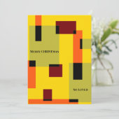 Cartes Pour Fêtes Annuelles Noël Abstrait vert orange jaune géométrique (Debout devant)