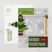 Cartes Pour Fêtes Annuelles Noël AJOUTER VOTRE PHOTO Arbre BLANC (Devant / Derrière)