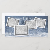 Cartes Pour Fêtes Annuelles Noël AJOUTEZ VOS PHOTOS Scène de neige bleue (Devant / Derrière)