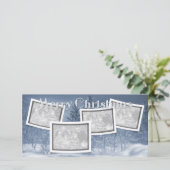 Cartes Pour Fêtes Annuelles Noël AJOUTEZ VOS PHOTOS Scène de neige bleue (Debout devant)