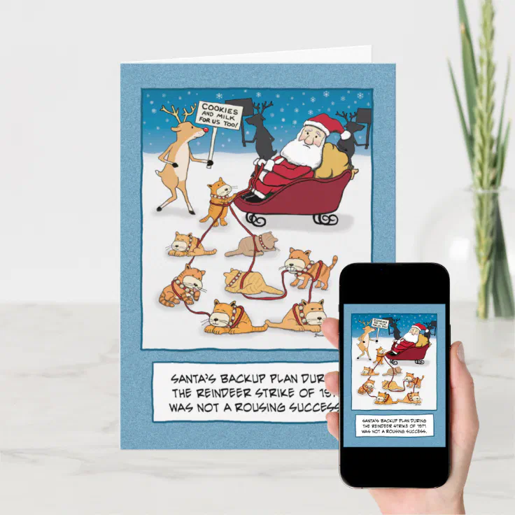 Carte De Noël Amusante En Forme De Chat - Jolie Carte De Noël Festive