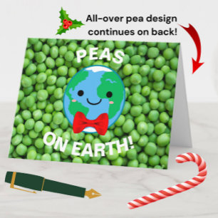 Cartes Pour Fêtes Annuelles Noël amusant "Pois sur Terre" Punny Moderne mignon