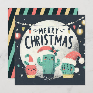 Cartes Pour Fêtes Annuelles Noël amusant Potté Père Noël Cactus Plantes