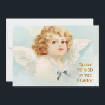 Cartes Pour Fêtes Annuelles Noël Angel Cherub Gloire à Dieu Religieux Bleu<br><div class="desc">Un ange avec une tête dorée de boucles et portant une chemise blanche avec un minuscule ruban bleu regarde vers le ciel. Texte modifiable : "Gloire à Dieu au plus haut." Parfait pour les cartes de Noël !</div>