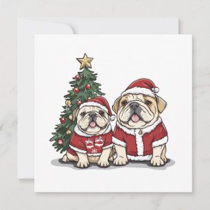 Cartes Pour Fêtes Annuelles Noël Anglais Chien de Chien De Fer Chapeau