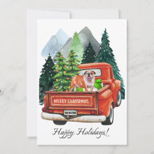 Cartes Pour Fêtes Annuelles Noël Anglais Chien de taule & Camion Vintage Water