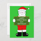 Cartes Pour Fêtes Annuelles Noël Anniversaire Chat en tenue Père Noël (Devant / Derrière)