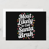 Cartes Pour Fêtes Annuelles Noël appellera probablement Père Noël Bruh Famille (Devant / Derrière)