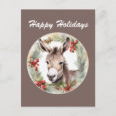 Cartes Pour Fêtes Annuelles Noël aquarelle âne ajouter le texte (Devant)