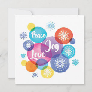 Cartes Pour Fêtes Annuelles Noël   Aquarelle - Citation Peace Love Joy
