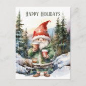 Cartes Pour Fêtes Annuelles Noël aquarelle gnome ajouter le texte Fête (Devant)