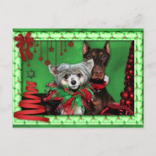 Cartes Pour Fêtes Annuelles Noël - Arbre à ruban rouge - Crestie de Doberman