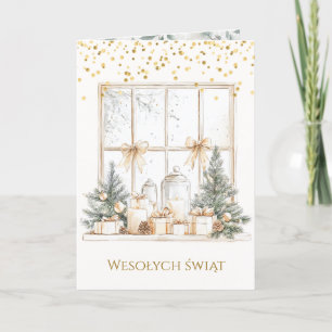 Cartes Pour Fêtes Annuelles Noël Arbre Bougies Pine Cônes Polonais Noël