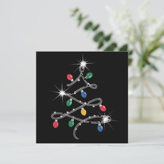 Cartes Pour Fêtes Annuelles Noël Arbre clair Rhinestone Mega Bling (Debout devant)