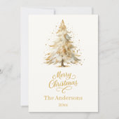 Cartes Pour Fêtes Annuelles Noël arbre neige beige élégant script (Devant)