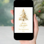 Cartes Pour Fêtes Annuelles Noël arbre neige beige élégant script