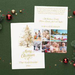 Cartes Pour Fêtes Annuelles Noël arbre neige beige photo année d'examen