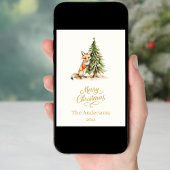 Cartes Pour Fêtes Annuelles Noël arbre renard beige élégant script