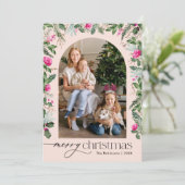 Cartes Pour Fêtes Annuelles Noël Arc Botanique Rose Bleu (Debout devant)