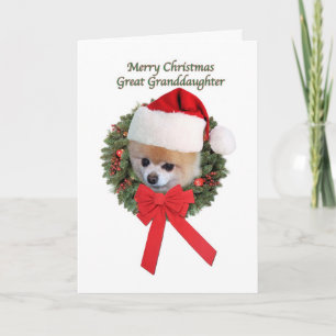 Cartes Pour Fêtes Annuelles Noël, arrière-petite-fille, Pomeranian