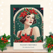 Cartes Pour Fêtes Annuelles Noel Art Déco Inspiré Portrait Lady Retro