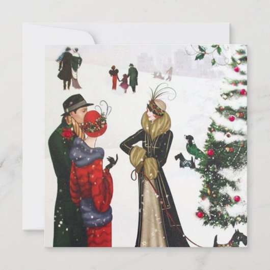 Cartes Pour Fêtes Annuelles Noël Art déco rétro (Devant)