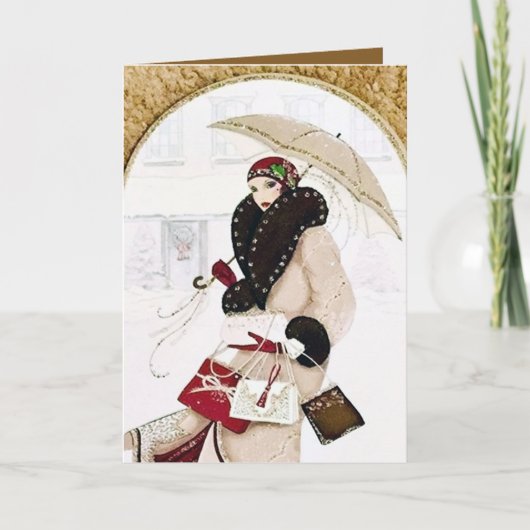 Cartes Pour Fêtes Annuelles Noël Art déco rétro (Devant)