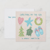 Cartes Pour Fêtes Annuelles Noël au bord de la mer (Devant / Derrière)