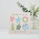 Cartes Pour Fêtes Annuelles Noël au bord de la mer (Debout devant)