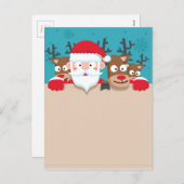 Cartes Pour Fêtes Annuelles Noël au Père Noël avec rennes (Devant / Derrière)
