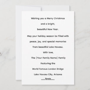 Cartes Pour Fêtes Annuelles Noël au pont de Londres Lake Havasu Arizona